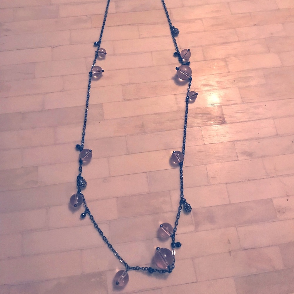 Jcrew long necklace with purple glass beads